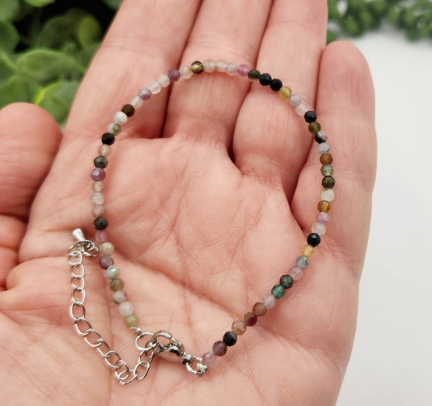 Wartermelon Bracelet Faceted 3MM w/Silver Color Clasp