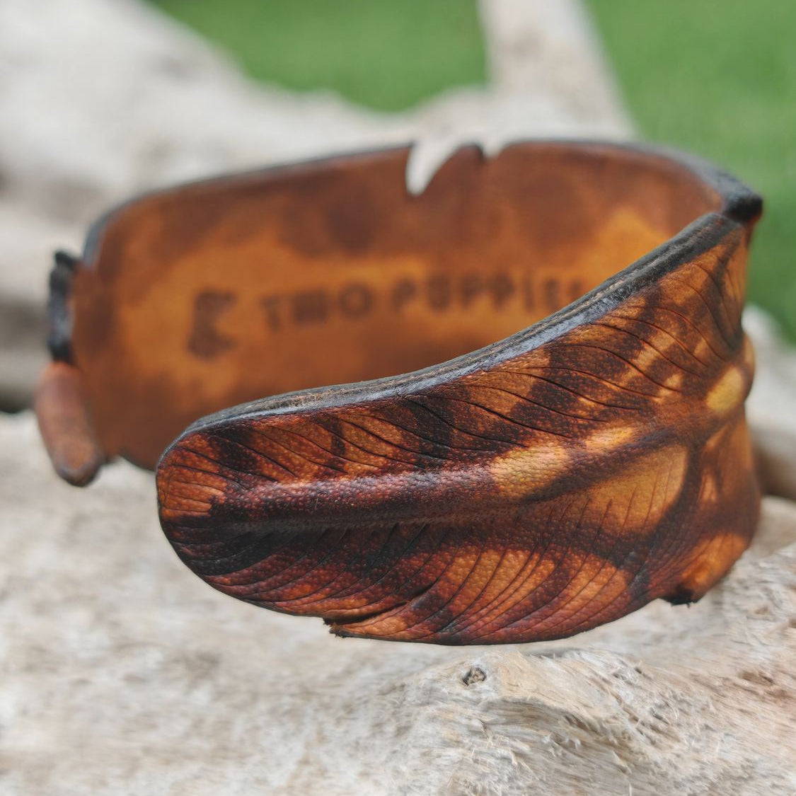 Ruru Moon Leather Feather Adjustable Wristband