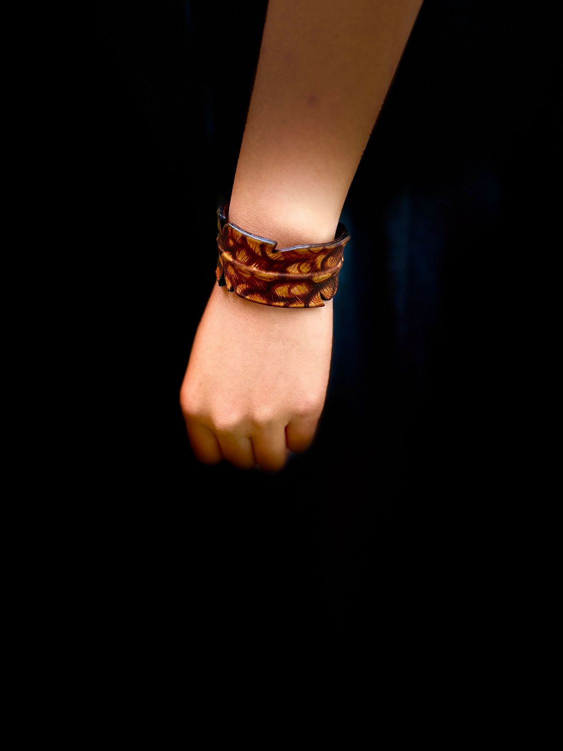 Ruru Moon Leather Feather Adjustable Wristband