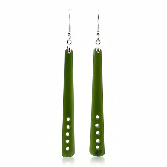 Kawakawa Pounamu & Silver Contemporary Earrings