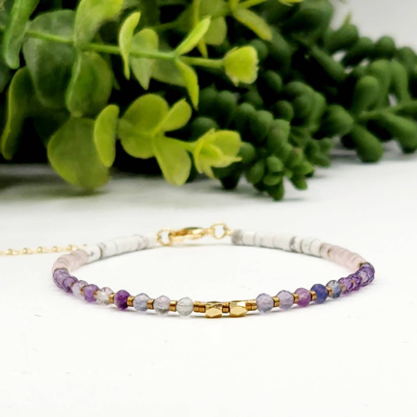 INNER PEACE-Fluorite/Amethyst/Rose Quartz/Howlite Bracelet