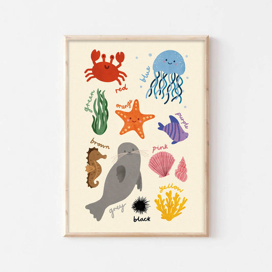 Colours Underwater Print - Modern Educational Kid's Art