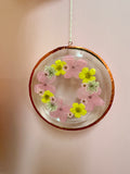 Pressed Flower Suncatcher Round Wreath