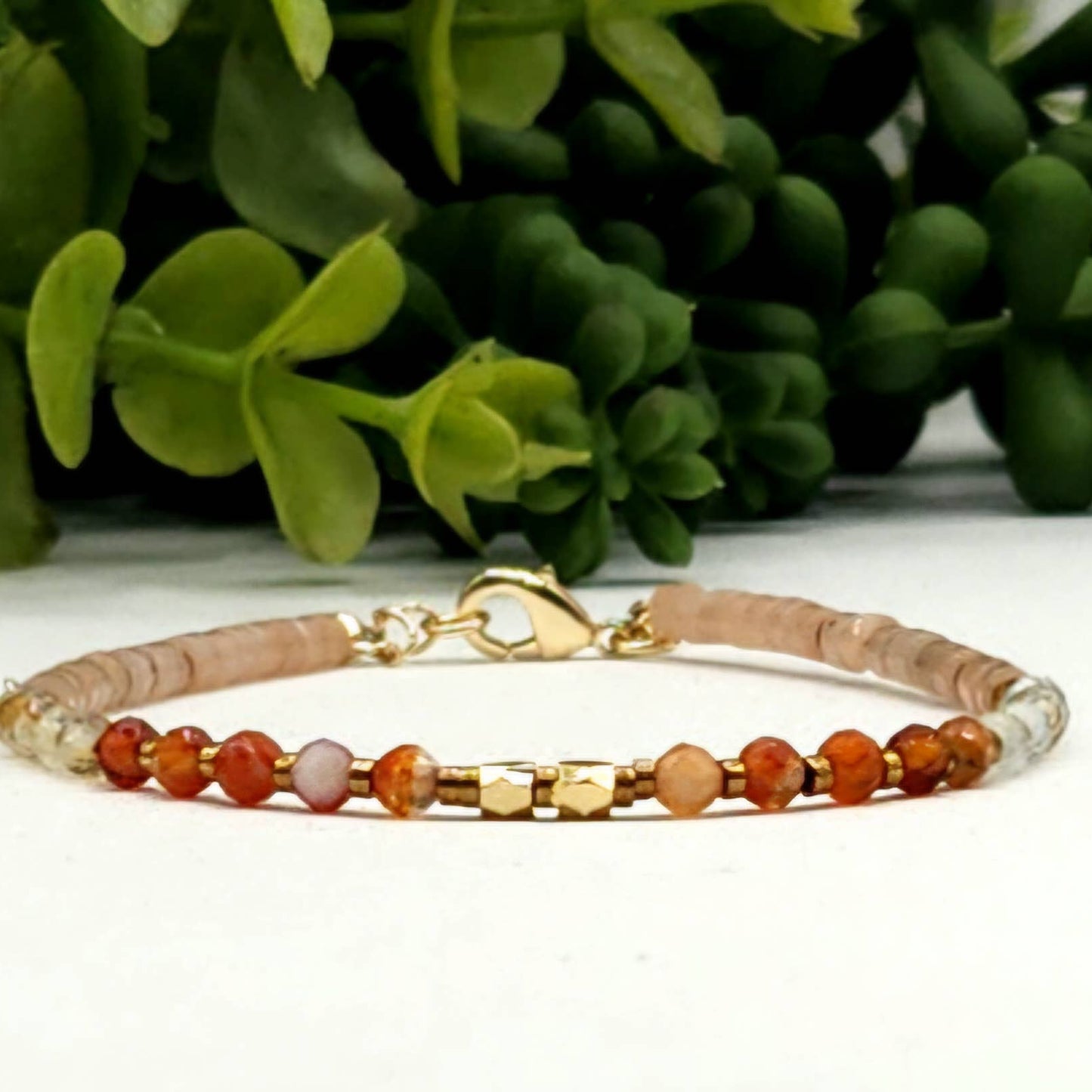 ENERGY BOOST-Carnelian/Citrine/Sunstone 3mm Bracelet w/Clasp