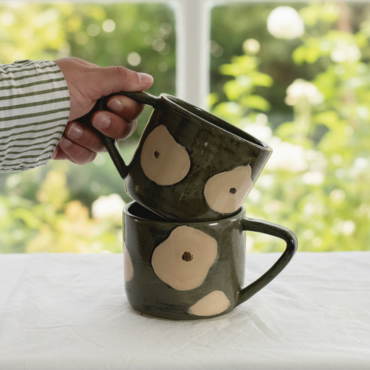 Magnolia Lane & Co Ceramics  Green Flower Mug