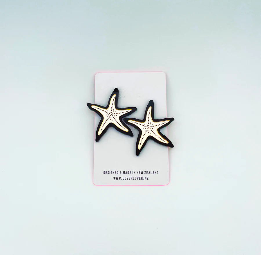 STARFISH STUD LARGE Black-Gold