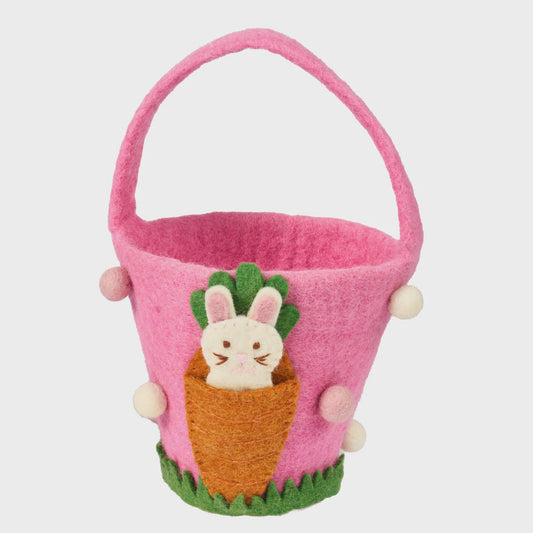 Pashom | Easter Basket with Carrot Pocket & finger puppet Bunny
