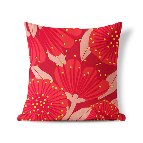 Bright Botanical Red Pohutukawa Cushion Cover