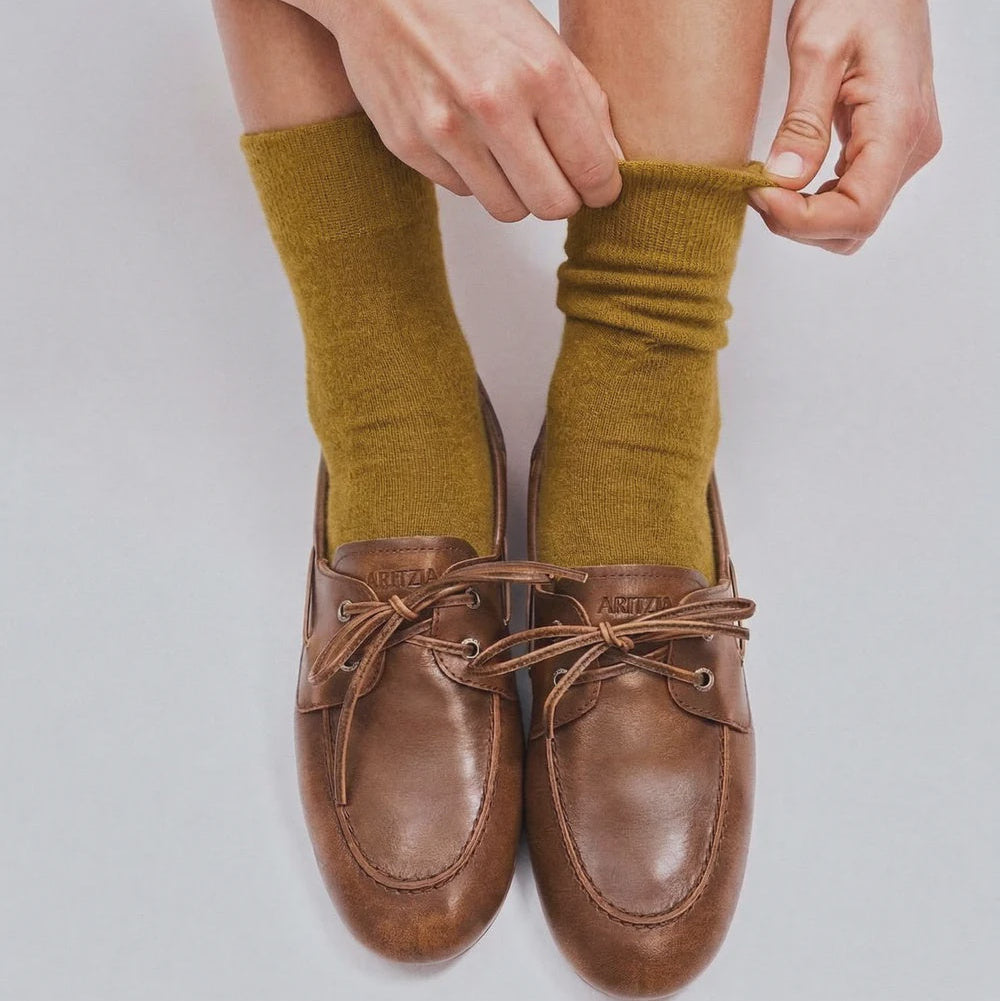 Possum Merino Wool Socks | Ecru Olive