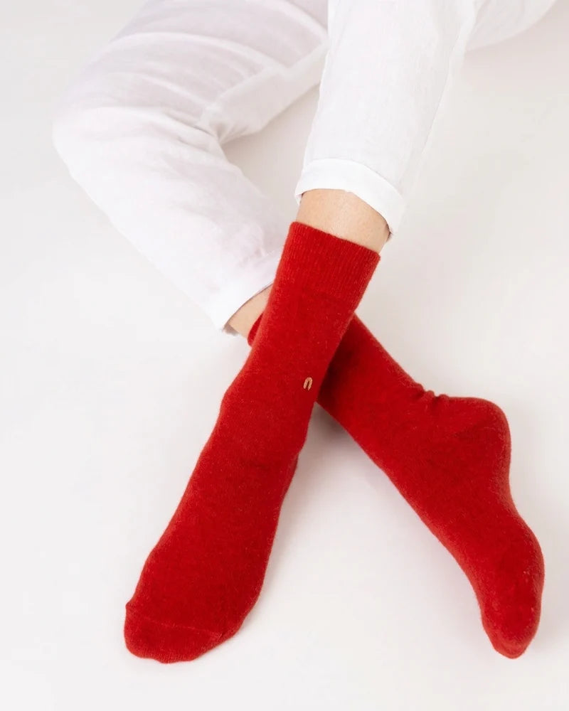 Nooan Possum Merino Hamilton Socks Scarlet