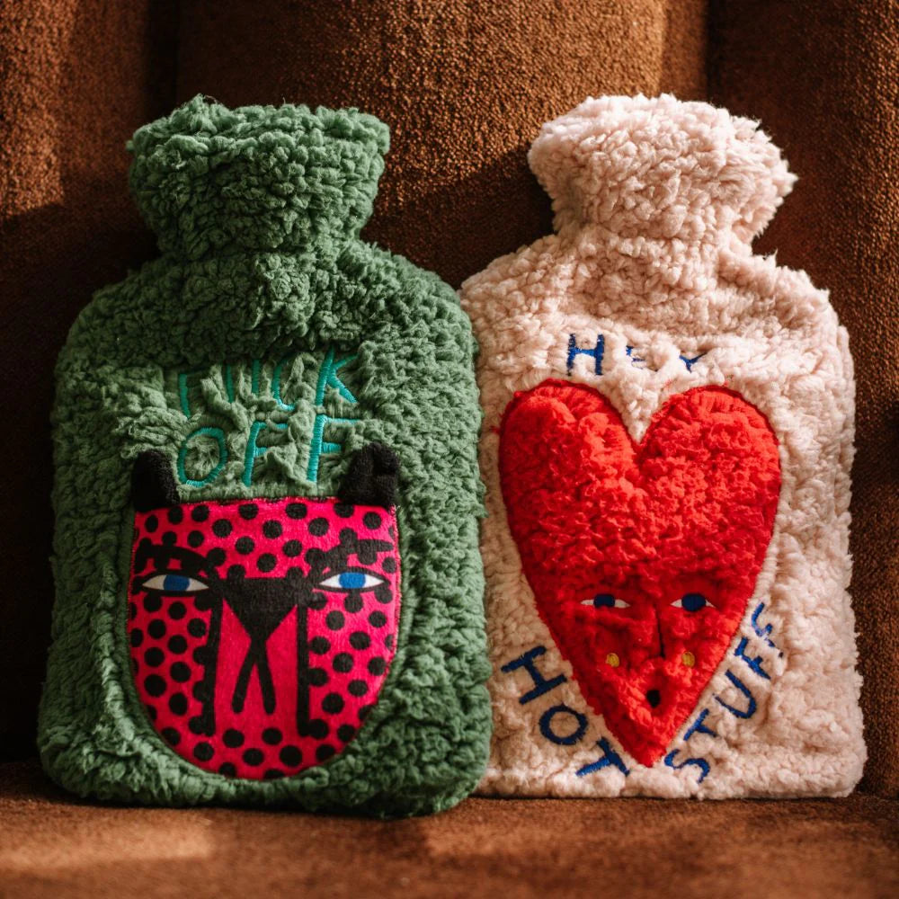 Hot Water Bottle  & Cover - Hey Hot Stuff
