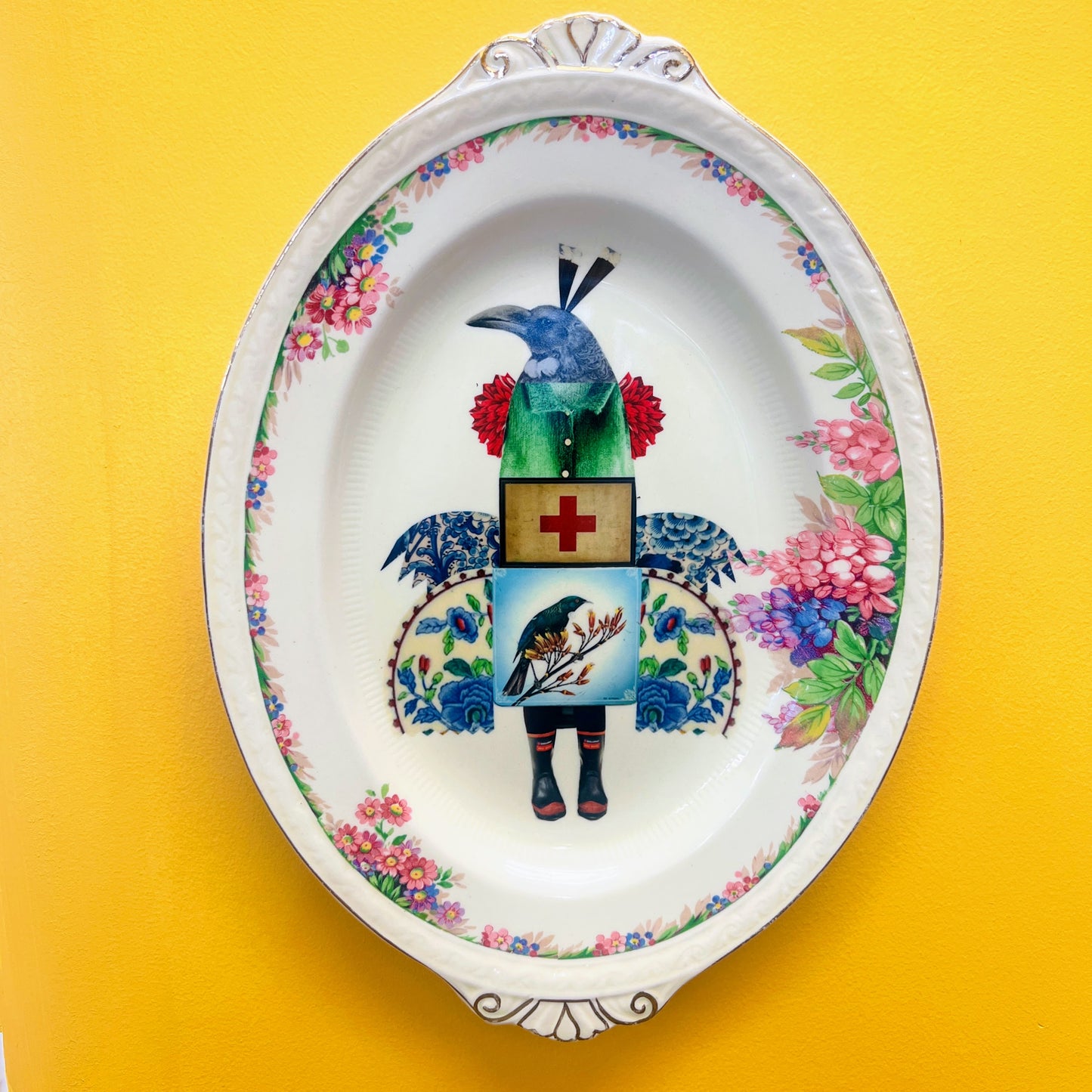 The Black Pixie | Red Band Bird Platter I