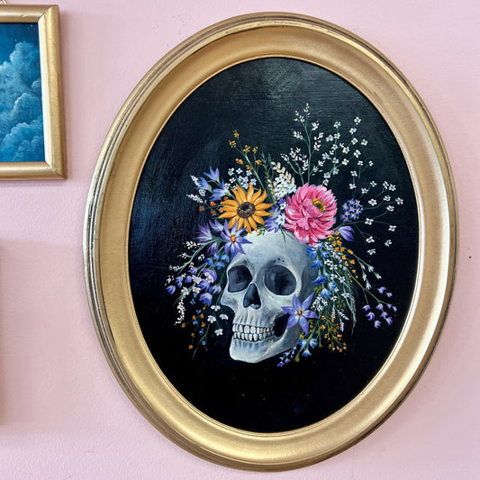 SKULL WITH FLOWERS | J E CURRIE