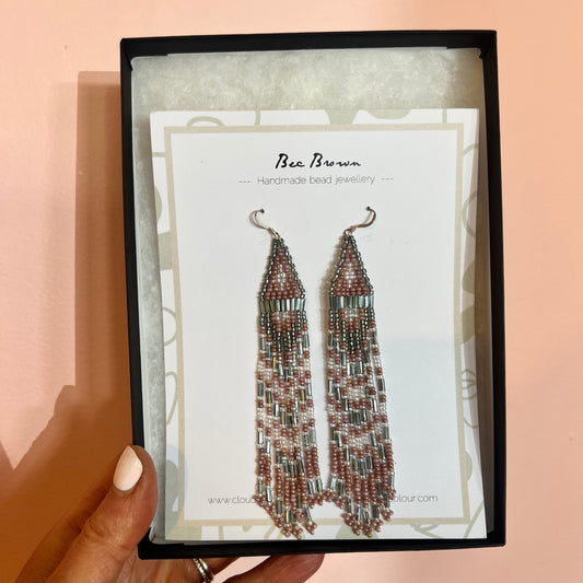 Deco Bead Earrings | Pink & Grey