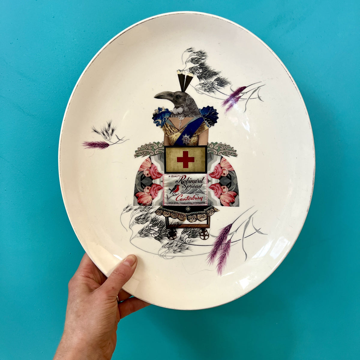 The Black Pixie | Red Cross Bird Platter