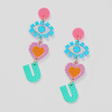 I Love You Earrings - Multi