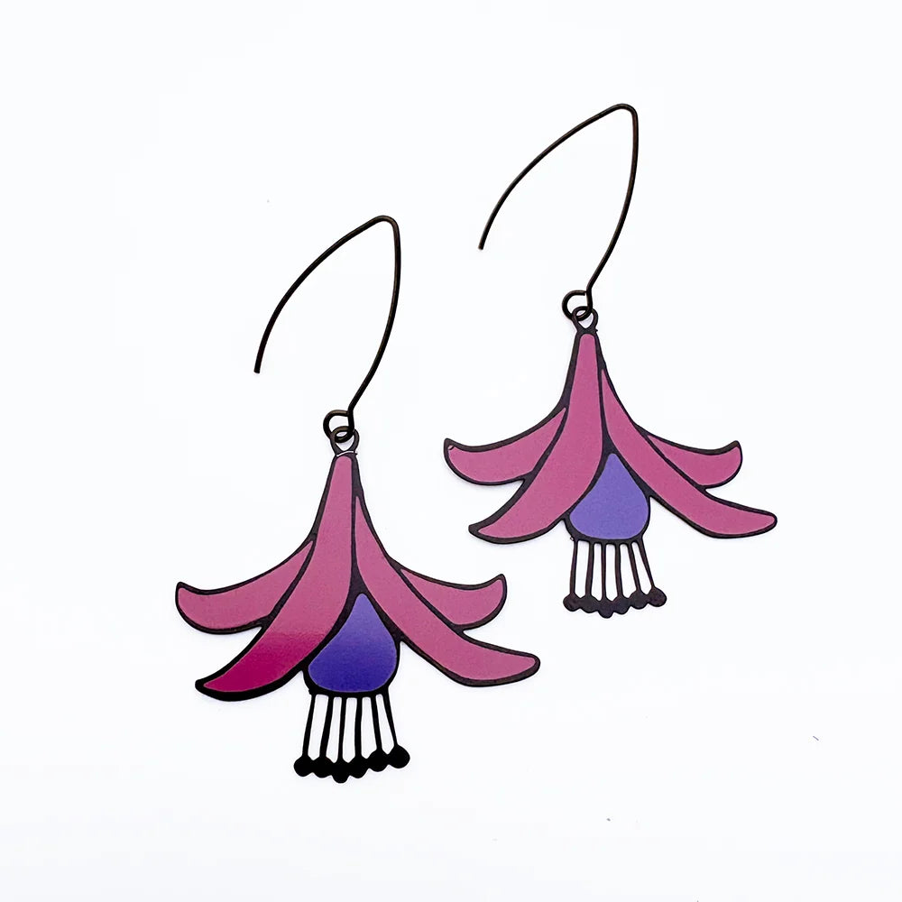 Fuchsia flower earrings