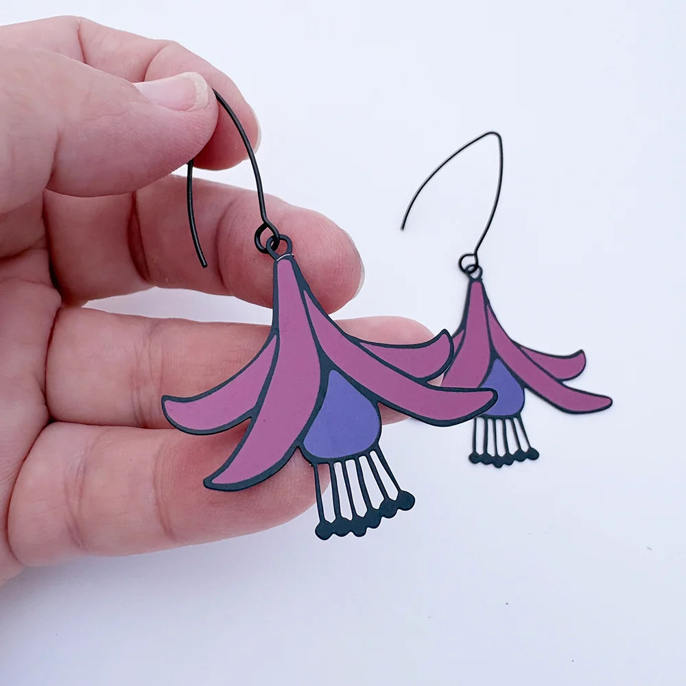 Fuchsia flower earrings