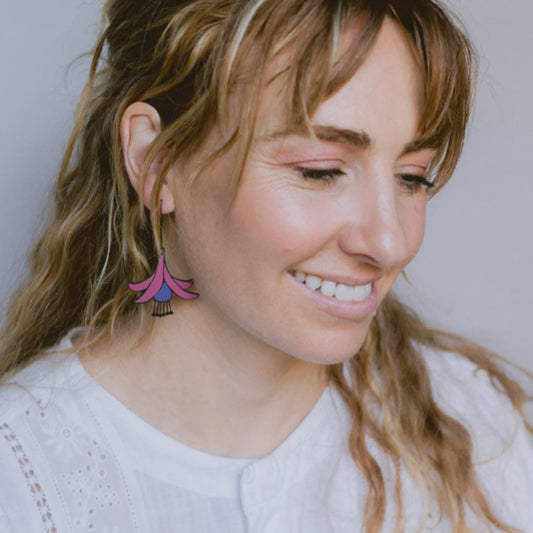 Fuchsia flower earrings