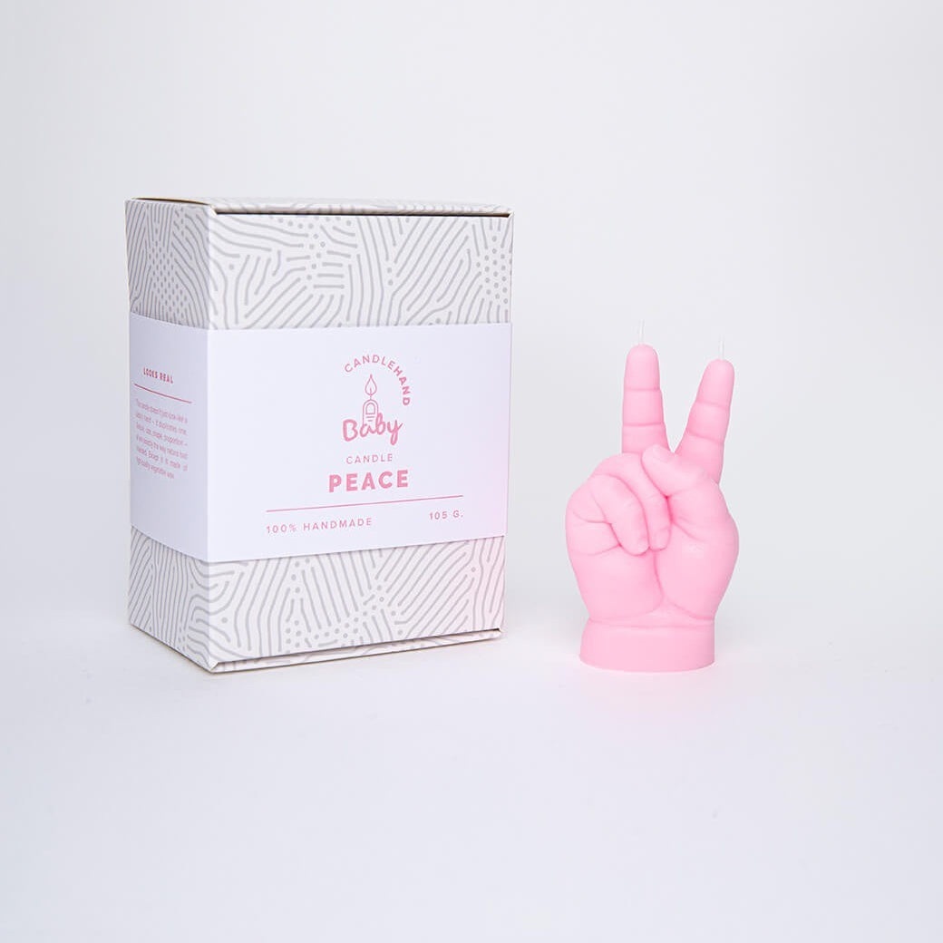 Peace Baby Hand Candle | Pink or Grey