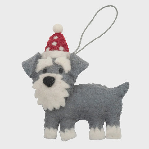 Pashom Schnauzer in hat Christmas decoration