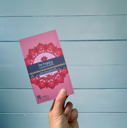 vegan dark chocolate with Jamaican pimento, cranberry & orange zest