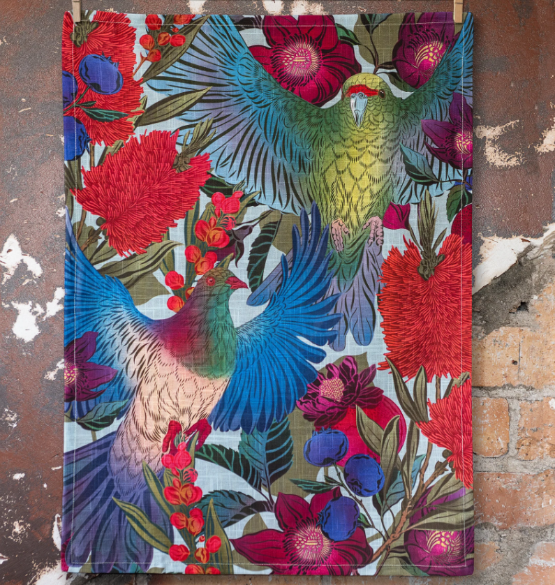 Kererū & Kākāriki Tea Towel - FLOX