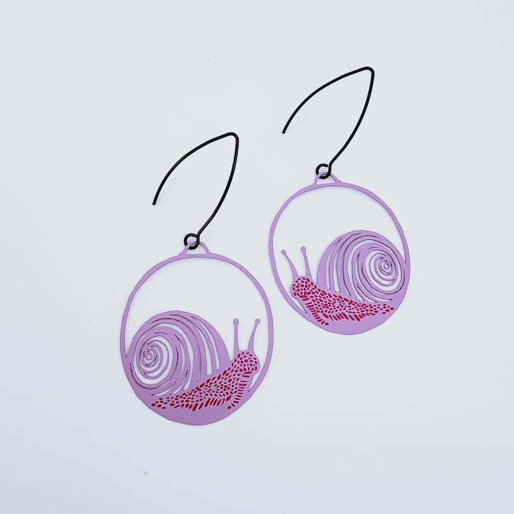 Snail earrings in Lilac & Raspberry