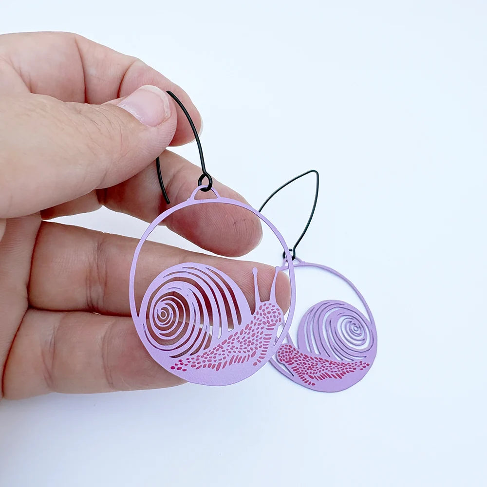 Snail earrings in Lilac & Raspberry