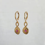 Sun Charm Earrings - Rose Pink