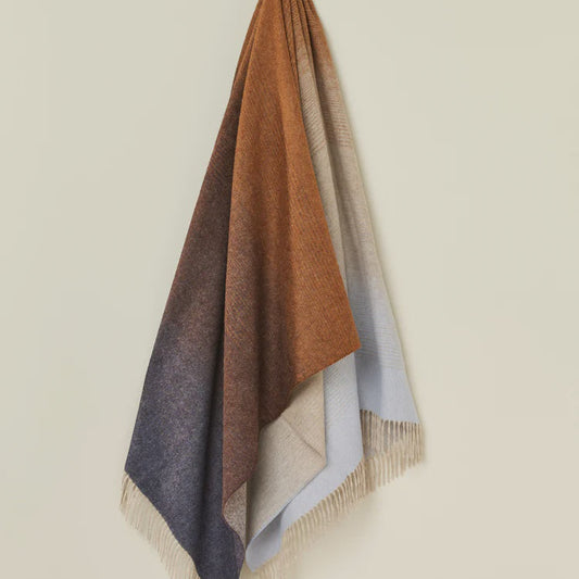Ombre Stripe Navy & Rust 100% Merino Throw