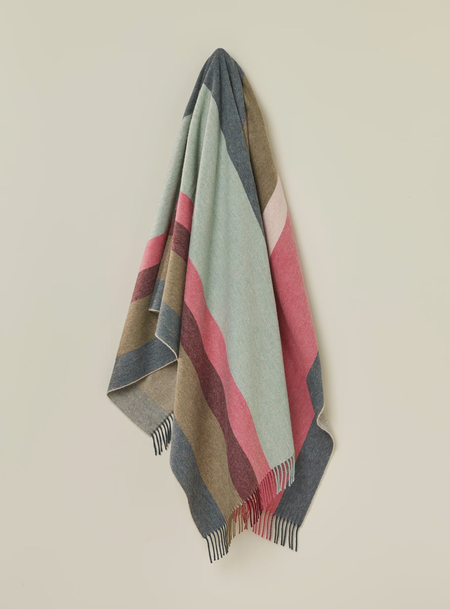 Block Stripe Pink & Green 100% Merino Throw