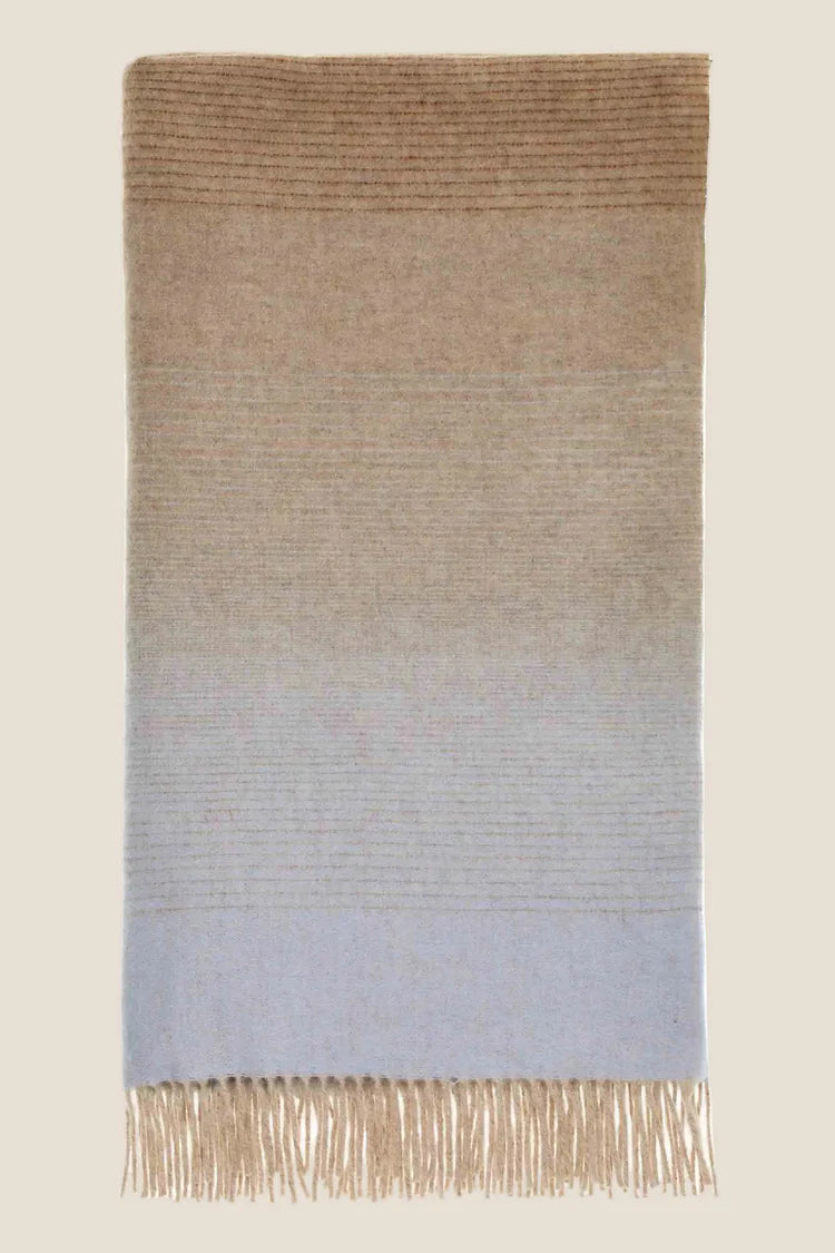 Ombre Stripe Navy & Rust 100% Merino Throw