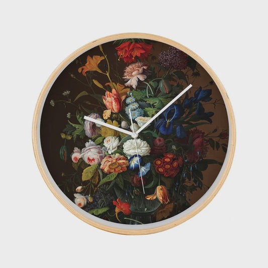 Vintage Flowers Wooden Frame Clock
