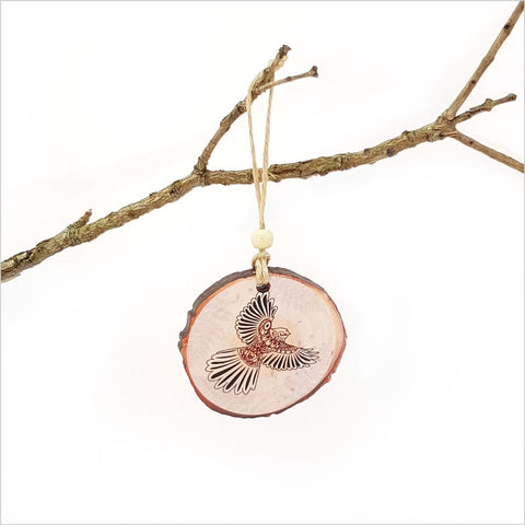 Wood Slice Ornament : KWW Fantail