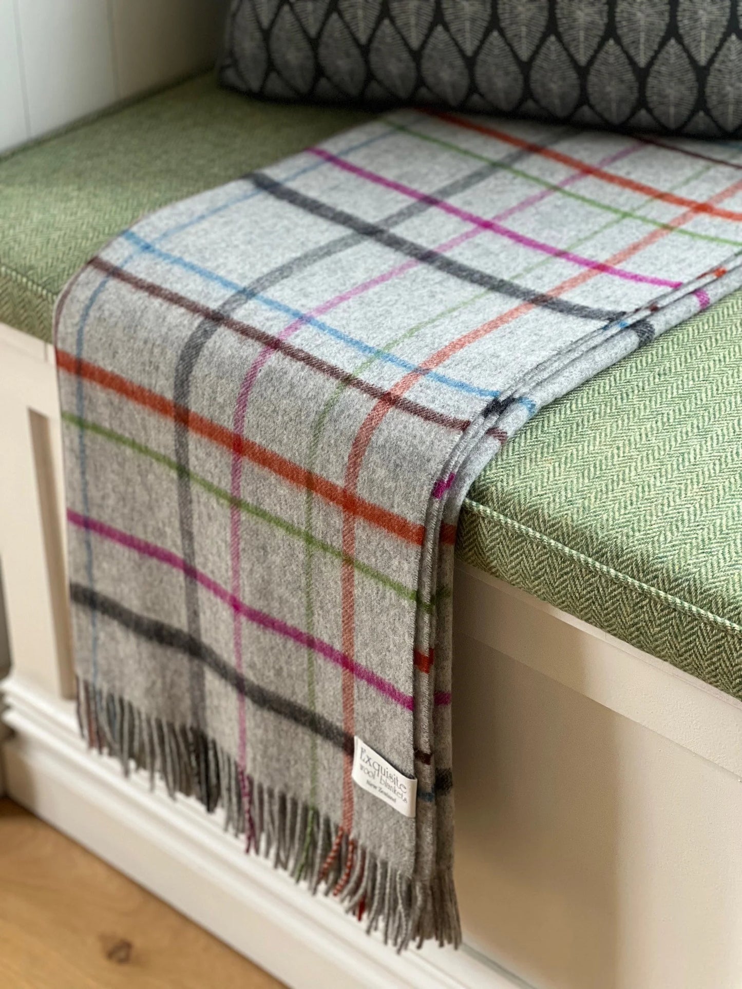 Windowpane Grey Multi 100% Merino Throw