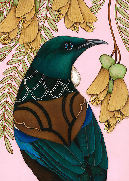Tūī and Kōwhai - Art Print Kathryn Furniss