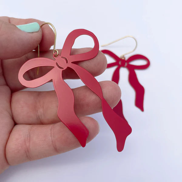 Midi Christmas Bow earrings in Red
