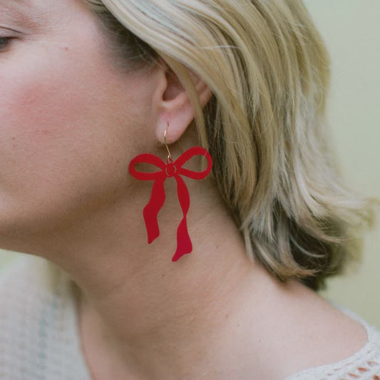 Midi Christmas Bow earrings in Red