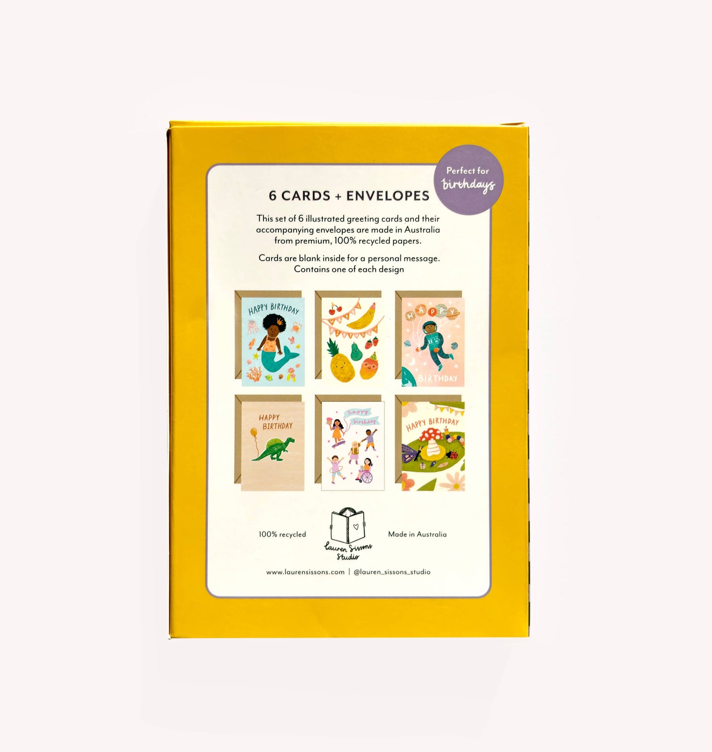 Kid's Birthday Greeting Card Boxed Set  - 6 Cards Envelopes