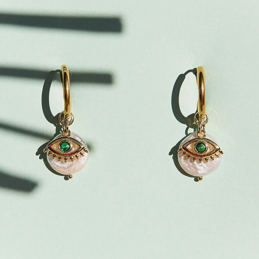 Kingston Jewellery | Green Eye Huggie Hoops