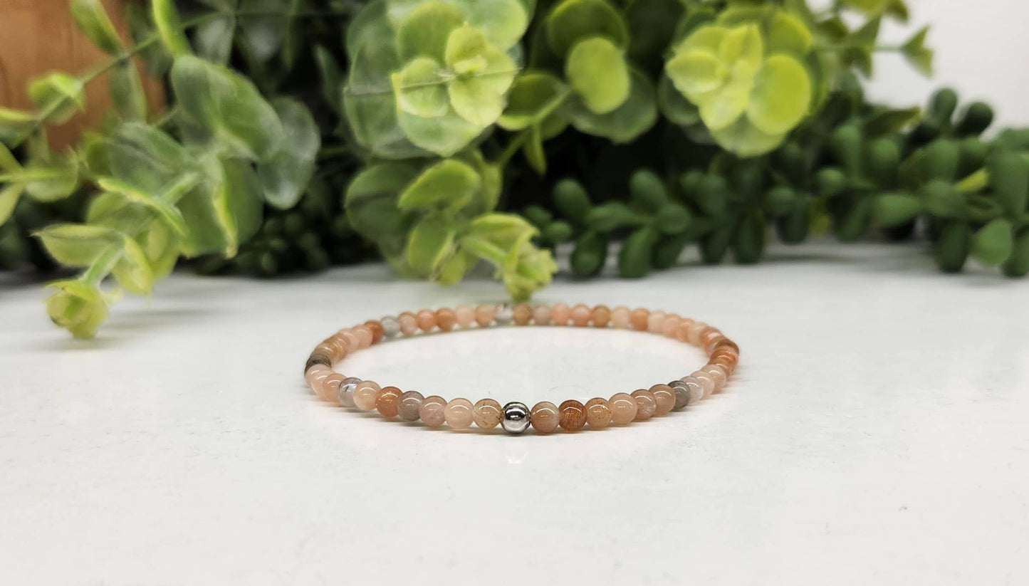 Sunstone Stretchable Bracelet 4MM Beads - 7.5 Inches Long