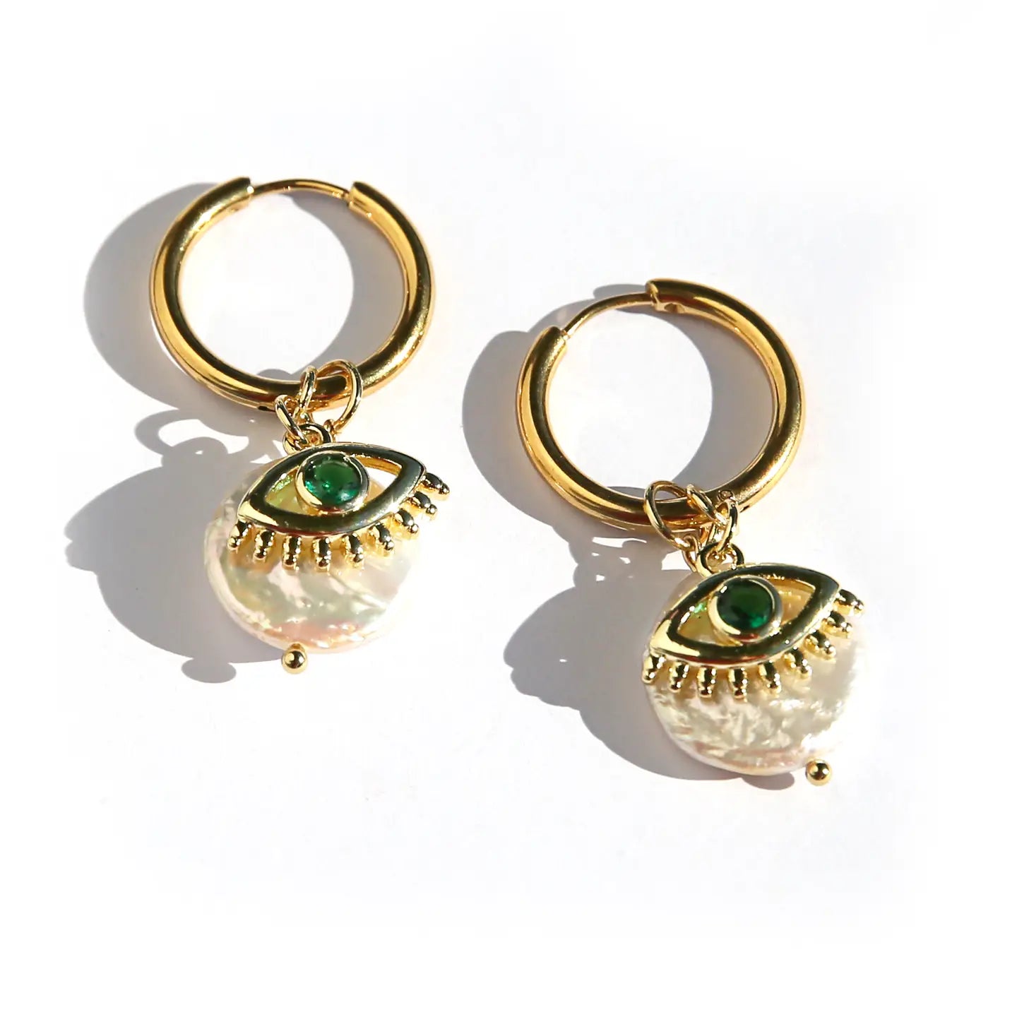 Kingston Jewellery | Green Eye Huggie Hoops
