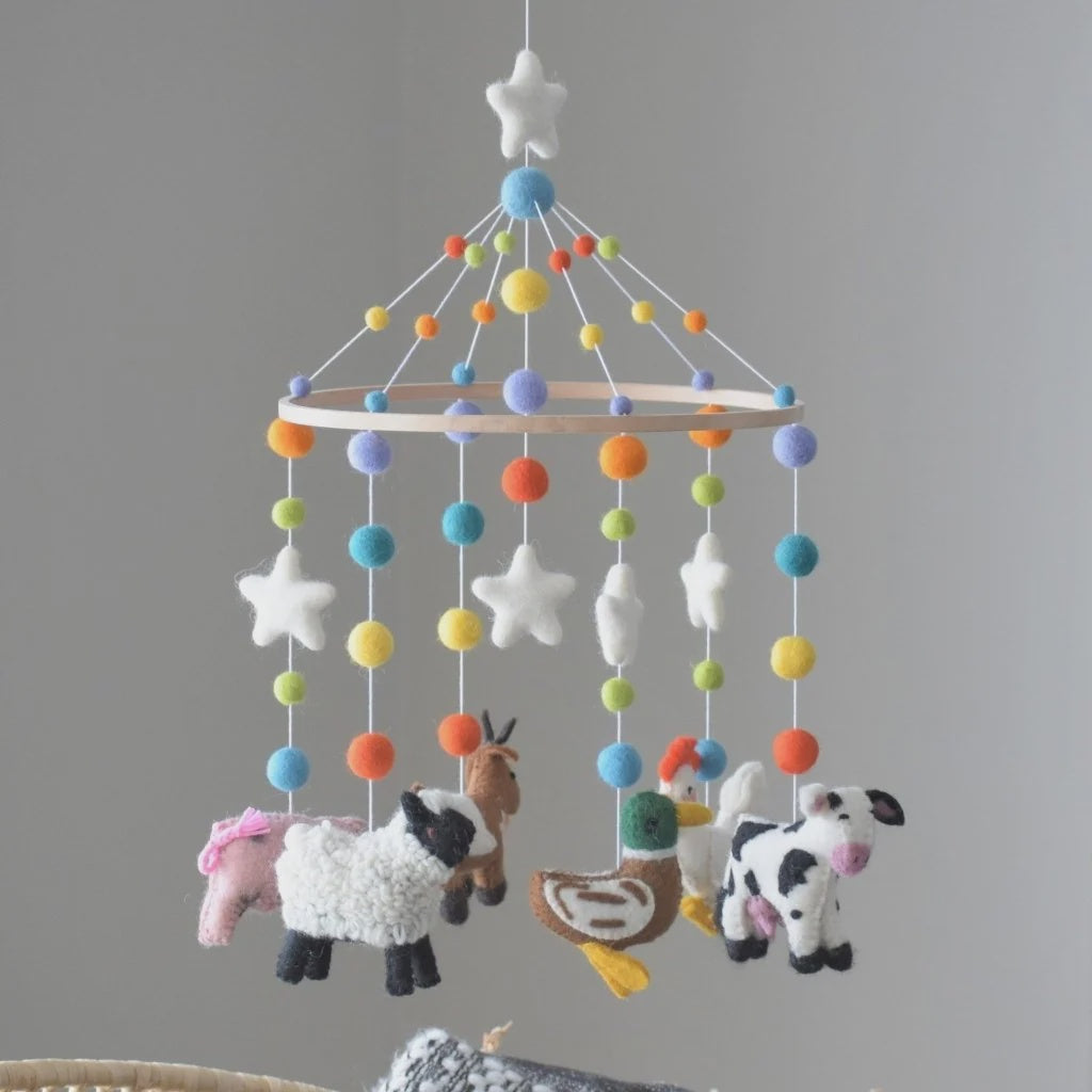 Farm Animals Rainbow Baby Mobile
