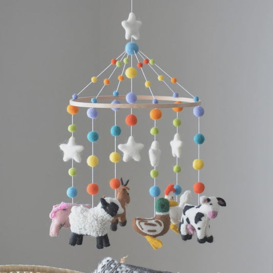 Farm Animals Rainbow Baby Mobile
