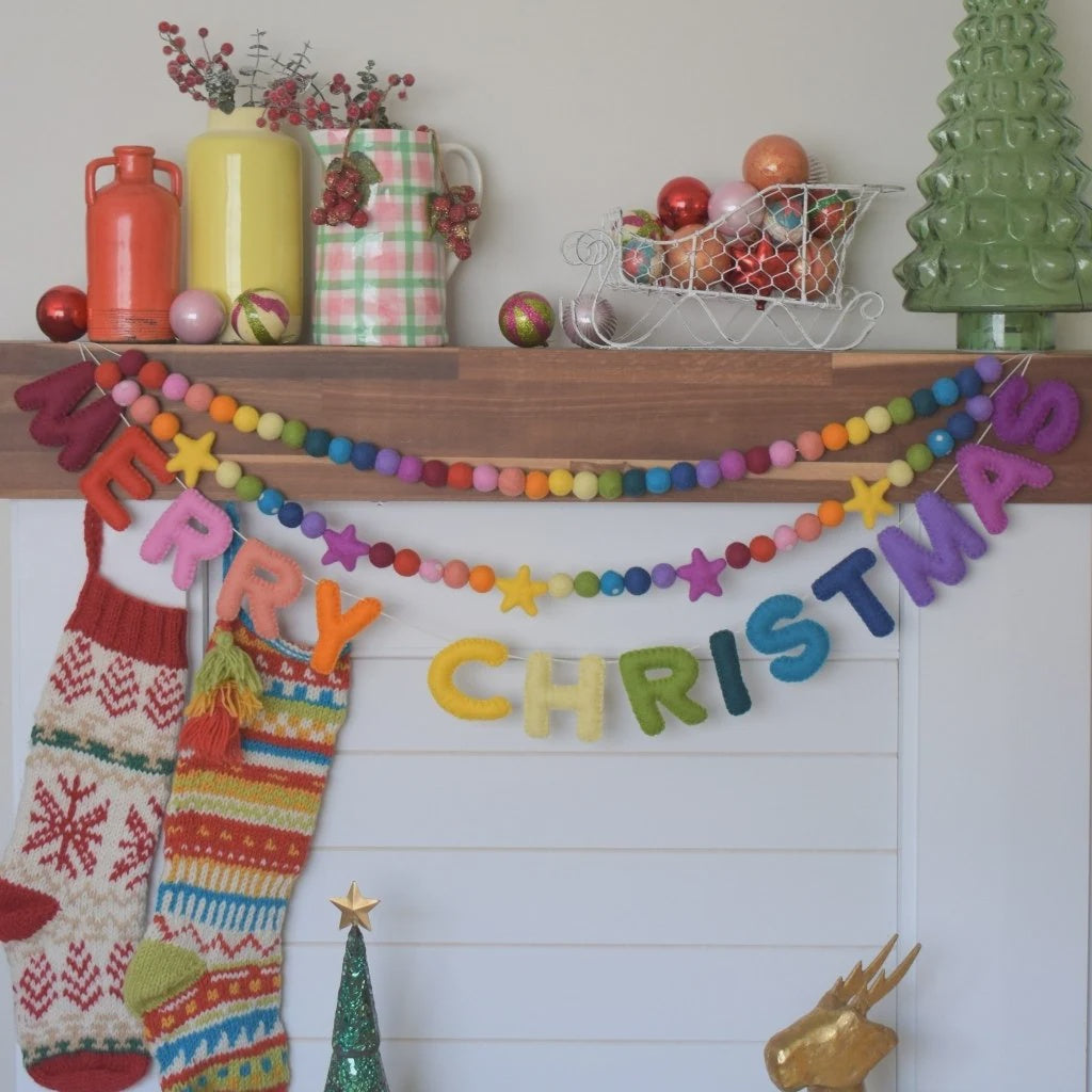 Merry Christmas Rainbow Garland