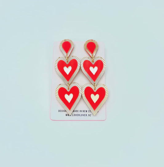 Freina Double drop - Scarlet Red - Gold