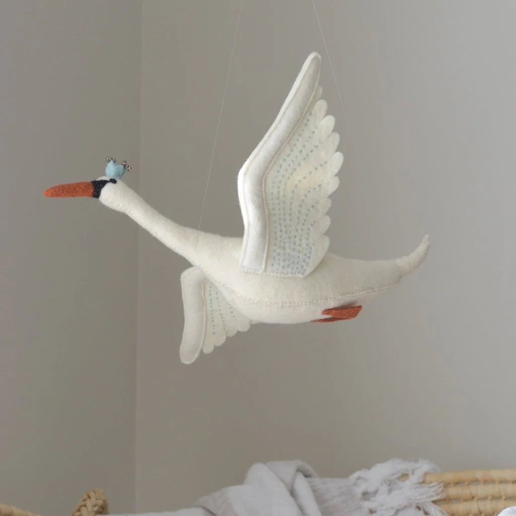 Small Flying Swan Mobile - Mustard