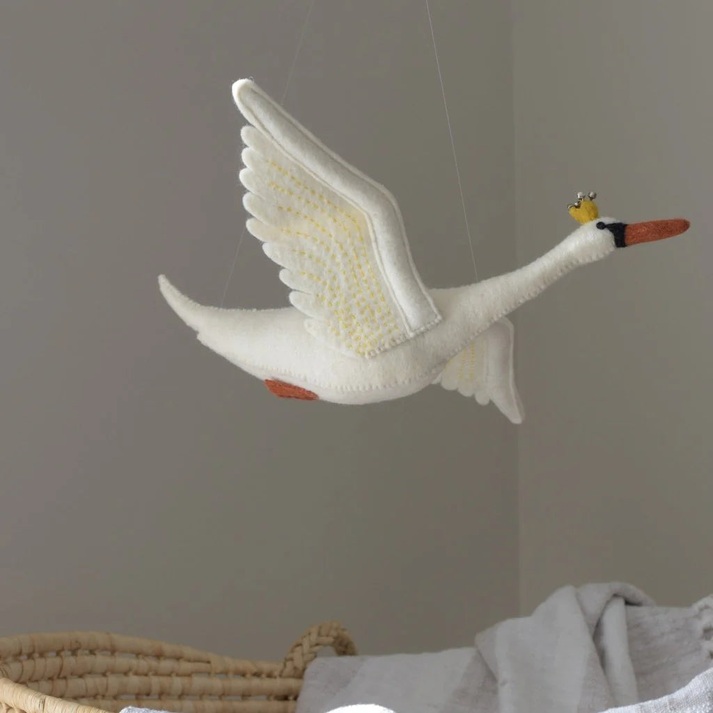 Small Flying Swan Mobile - Mustard
