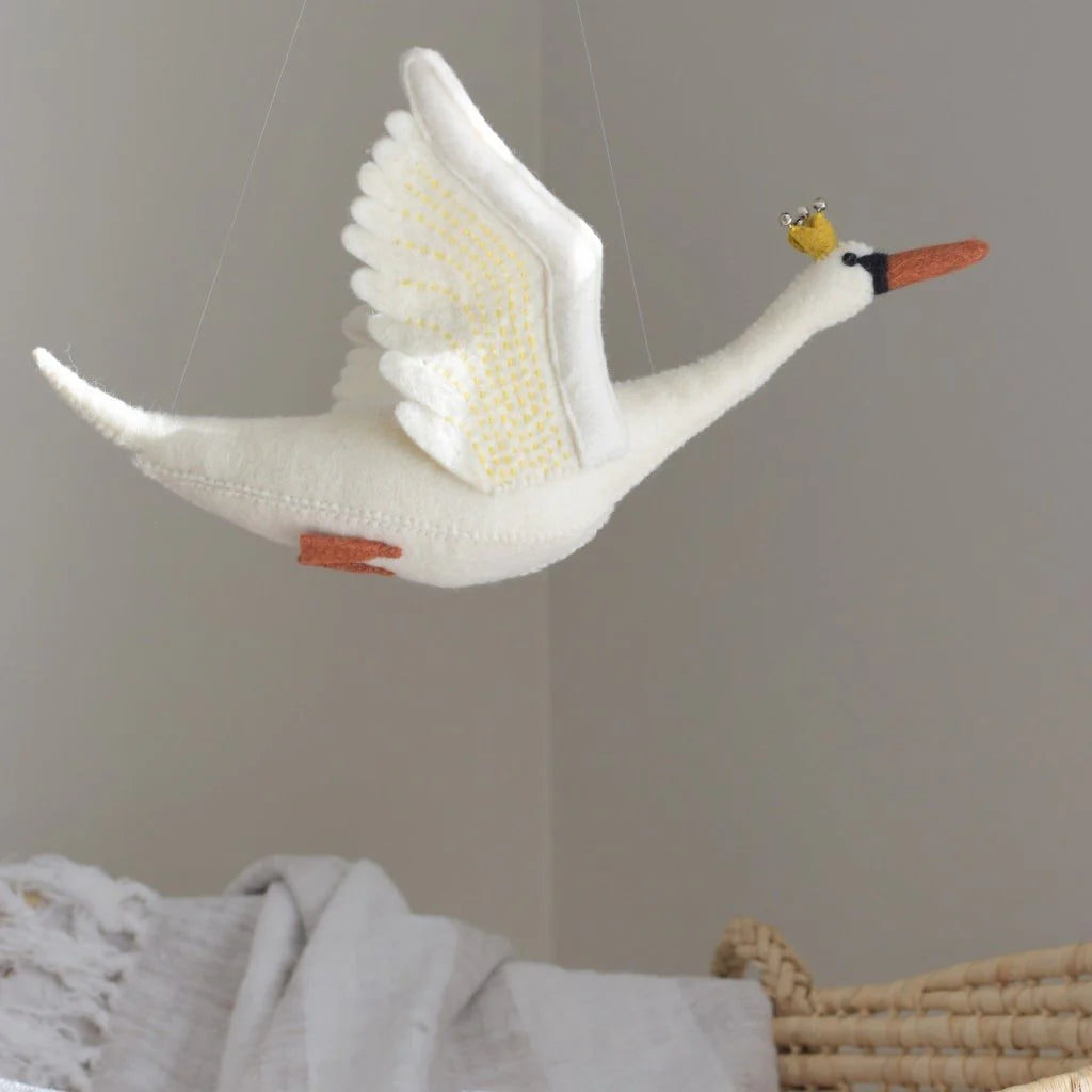 Small Flying Swan Mobile - Mustard